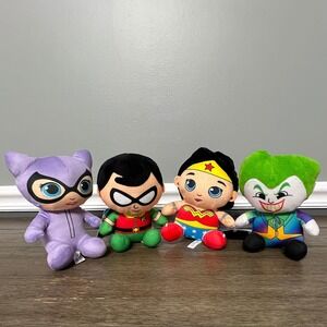 DC Justice League Plush Set Catwoman Robin Wonder Woman Joker 6" Stuffed Toys